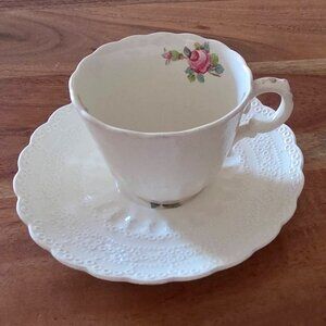 Antique Spode's Jewel Copeland - Billingsley Rose Pink Teacup & Saucer Set